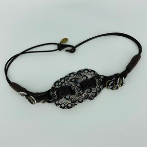 Chico's Metal & Enamel Braided Boho Stretch Belt